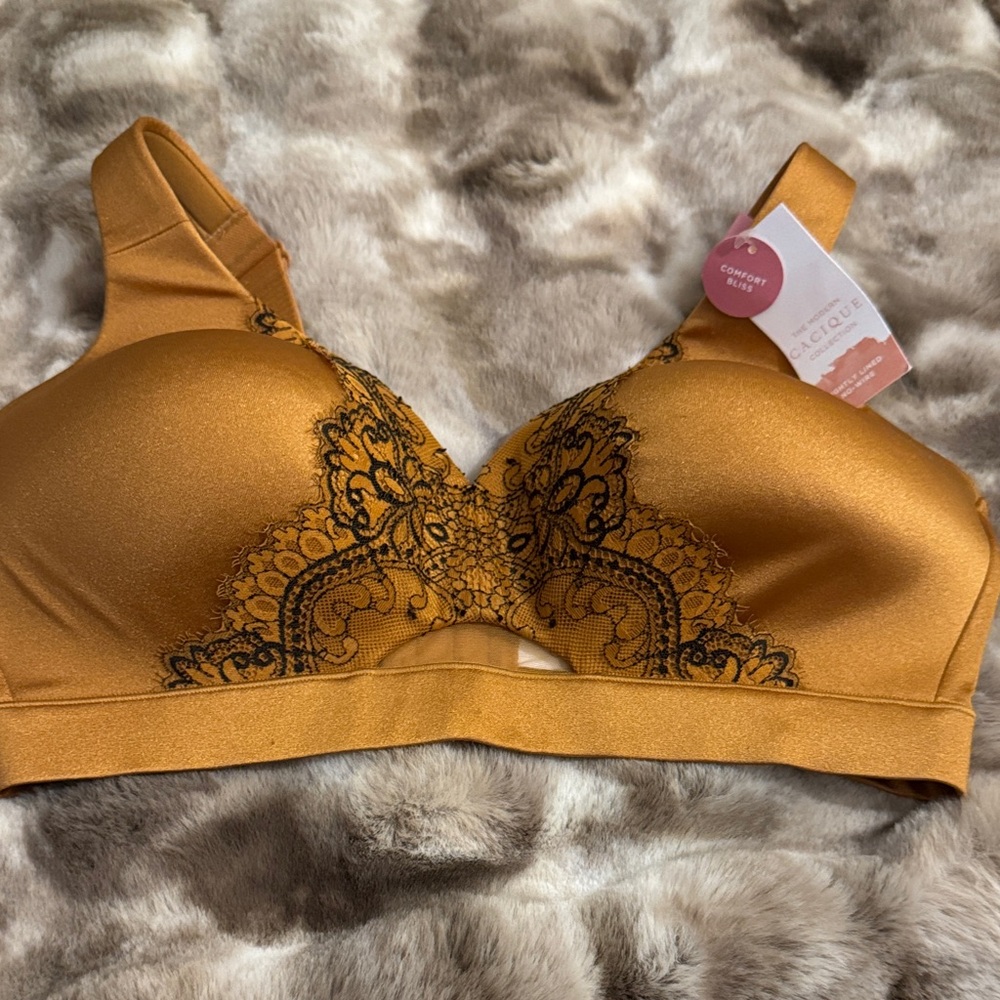 Cacique Gold Lace Accent Bra